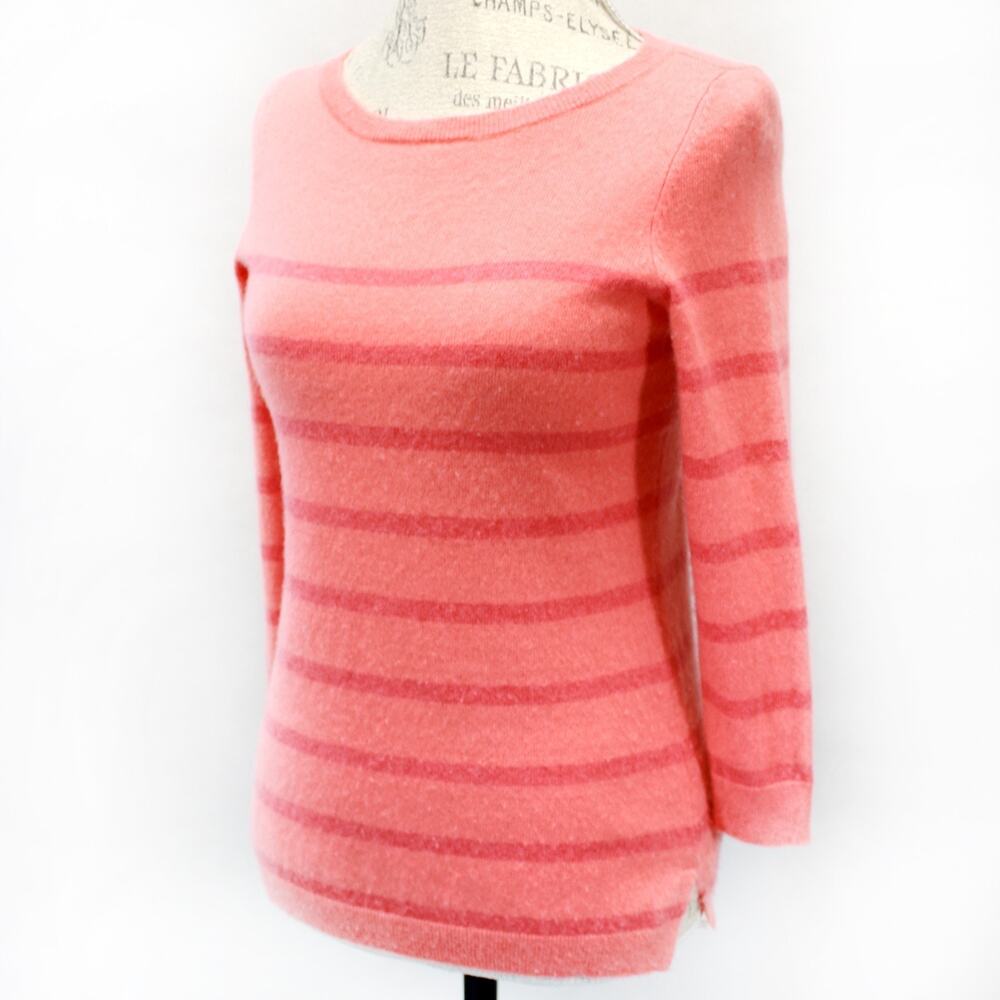 Talbots Petites Pink Striped Sweater Pullover Long Sleeve 100% Cashmere Cozy S